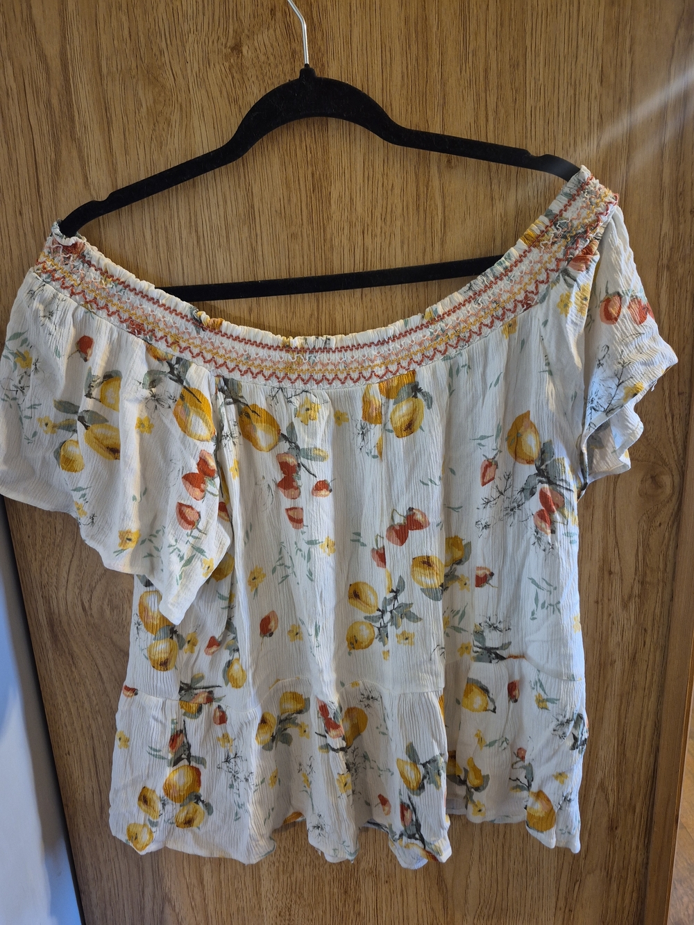 Maurices Cream Off-Shoulder Floral Peasant Top - Picture 4 of 4